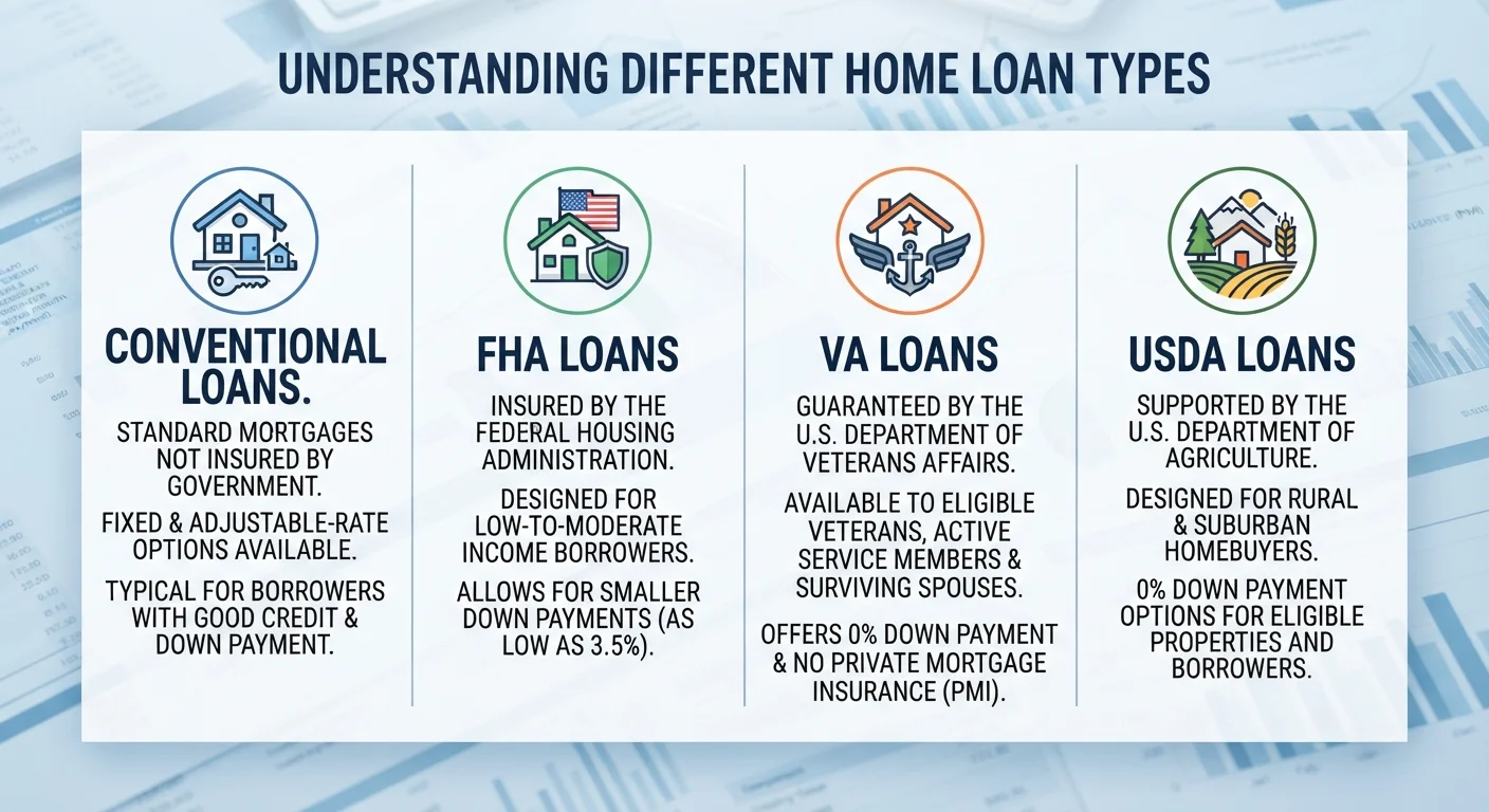 Conventional, FHA, VA, and USDA Loans: How the Main Mortgage Types Compare
