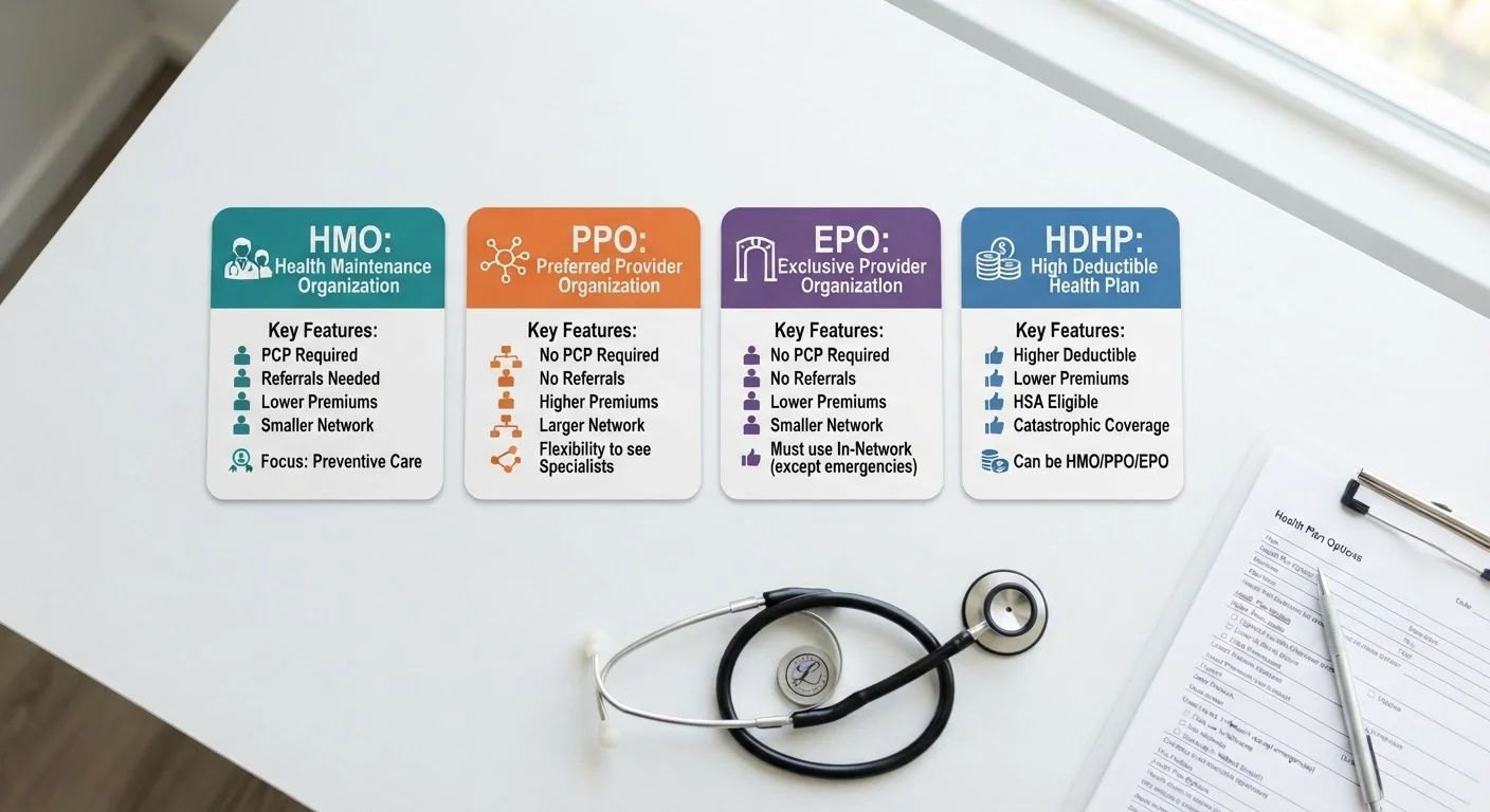 Types of Health Insurance Plans in the US: HMO, PPO, EPO, and HDHP Compared
